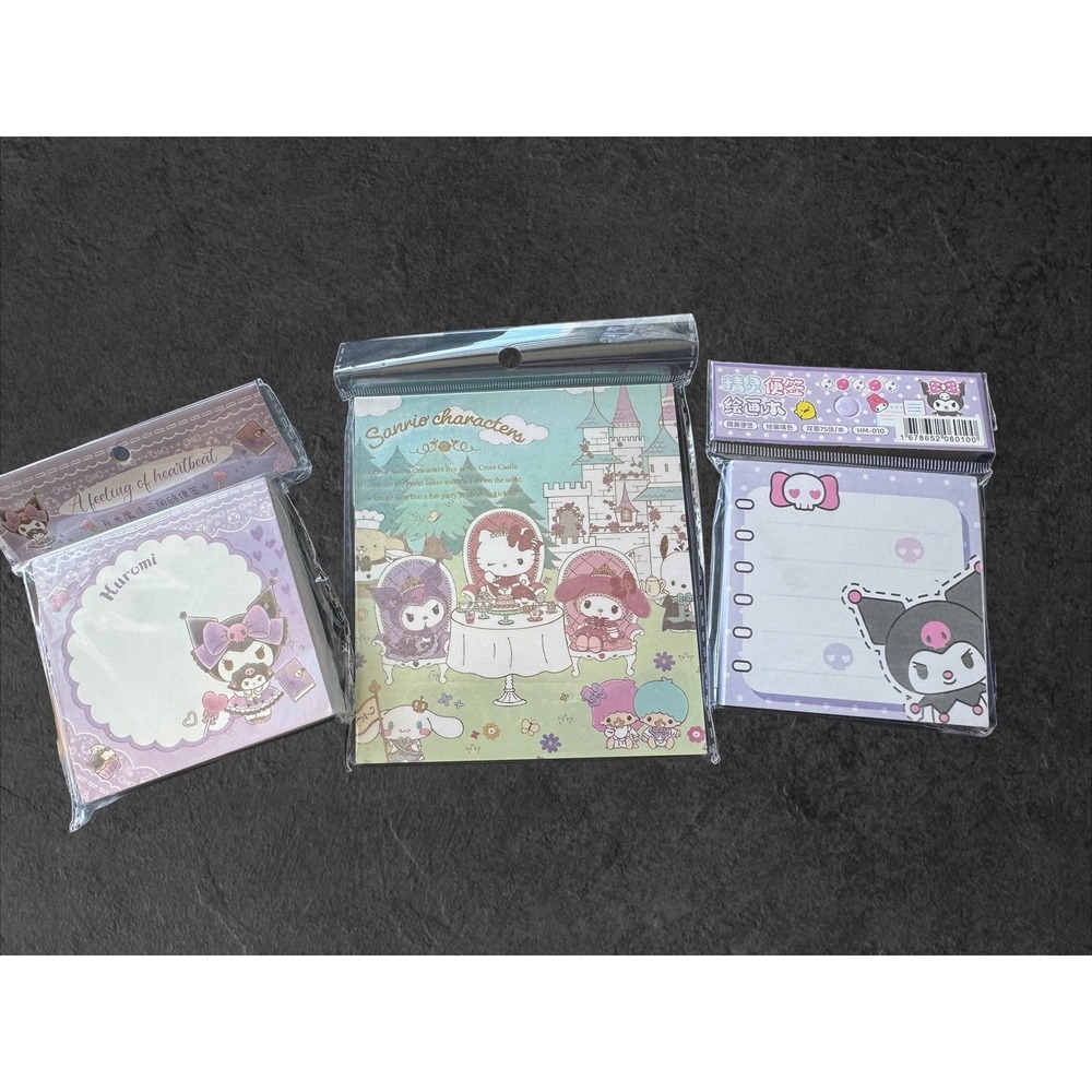 Sanrio Kuromi Hello Kitty Memo Pad Stationery Set 3pc